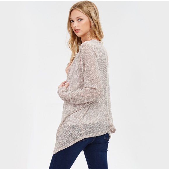 Knit Open Cardigan - Mocha/Cream - Picture 2 of 5